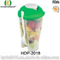 Taza plástica de la coctelera de la ensalada con la bifurcación y la venda (HDP-2018)